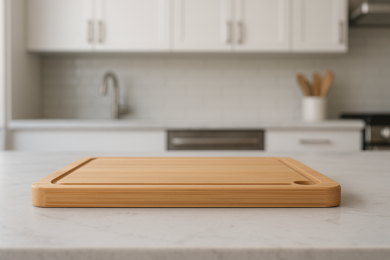 Tábua de Corte Bambu Natural 35x25cm com Canaleta