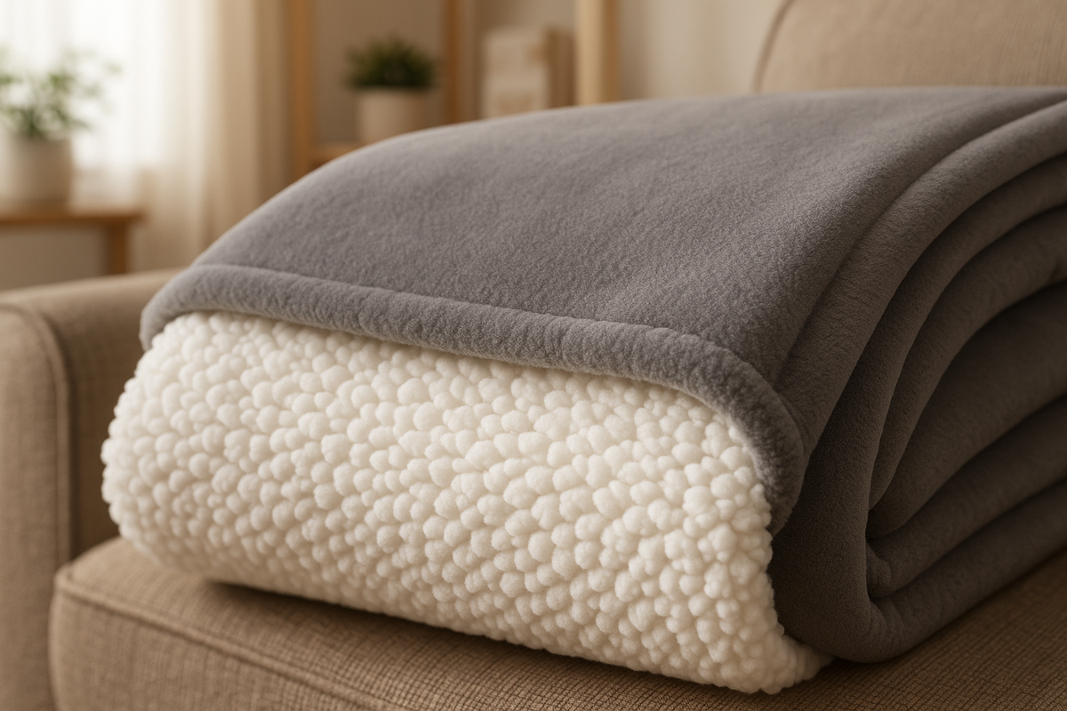 Manta Sherpa Dupla Face Cinza e Branca 150x200cm