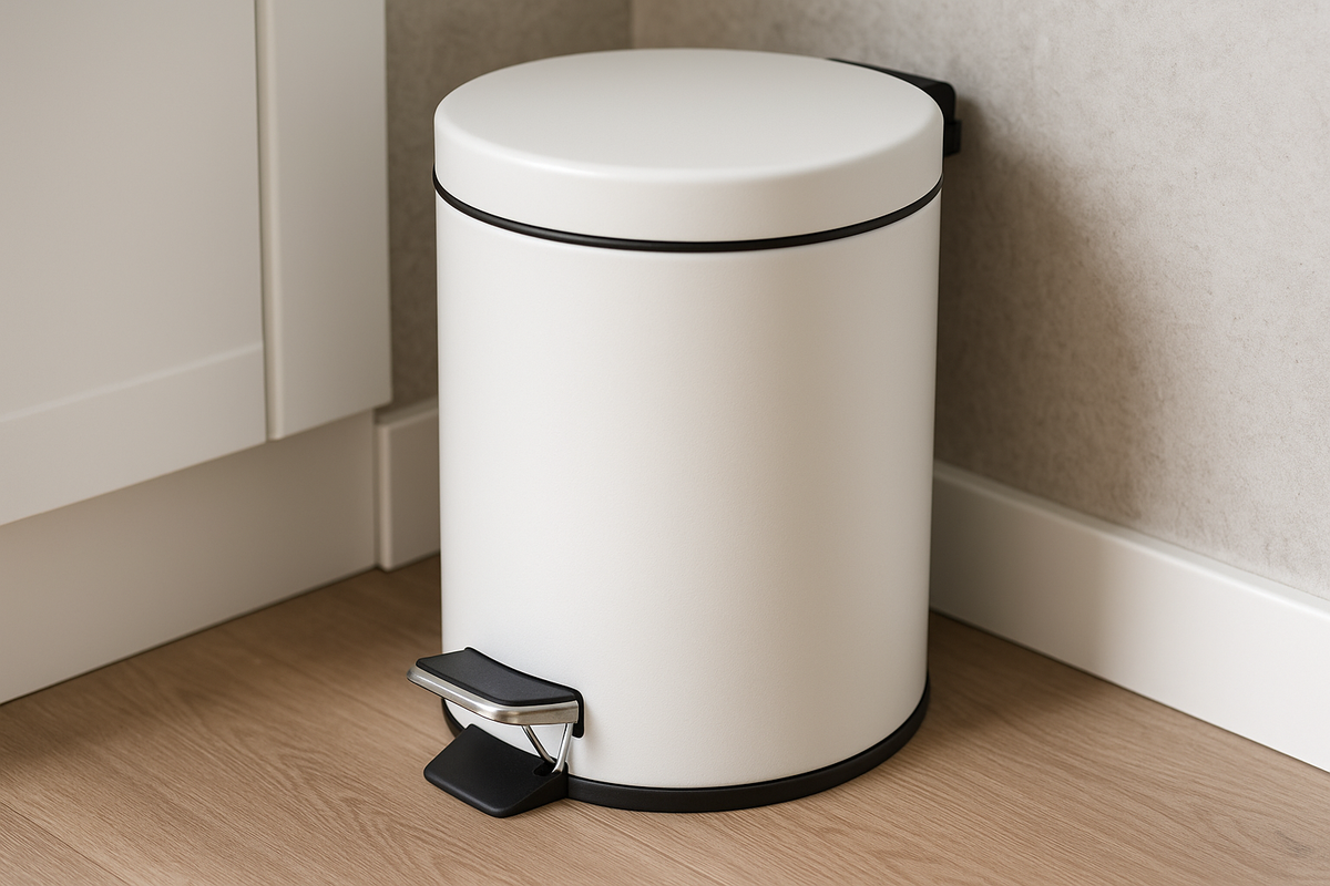 Lixeira com Pedal Metal Branca 12L Tampa Automática